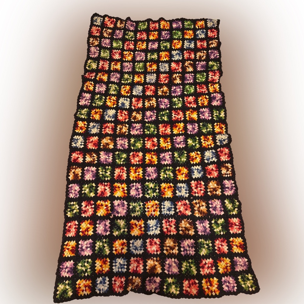Handmade Crochet Granny Square Afghan Throw Blanket – Multicolor – 41x71